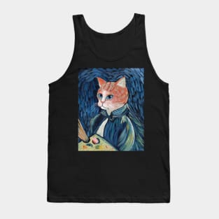 Van Gogh Cat Portrait Tank Top